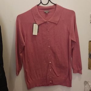 Ann Taylor light sweater 3/4 length sleeves mother of pearl buttons new with tag